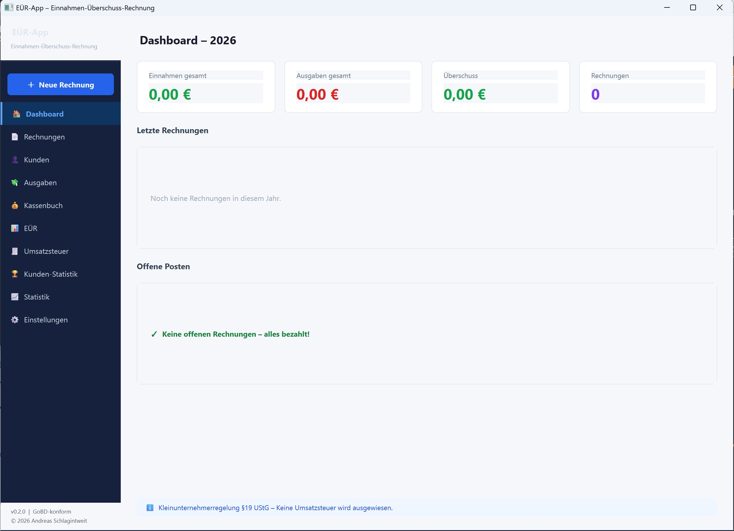 EÜR-App Pro Dashboard